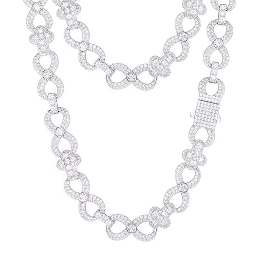 12Mm Iced Out Hip Hop Necklace Pass Diamond Tester Vvs Moissanite Diamond Infinity Cross Cluster Cuban Link Chain